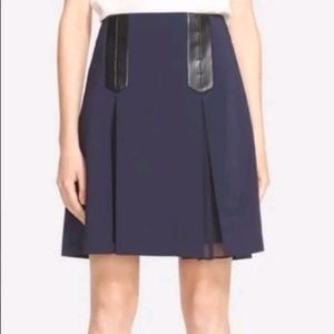 Rebecca Taylor Skirt Faux Leather Navy Blue A Line Skirt size 8 Career Wear